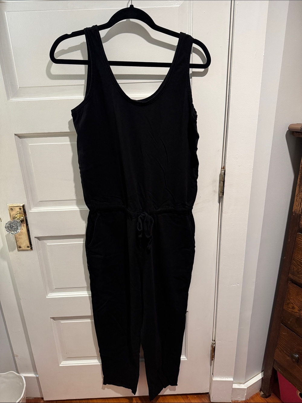 Frank & Eileen Black Sleeveless Drawstring-Waist Jumpsuit